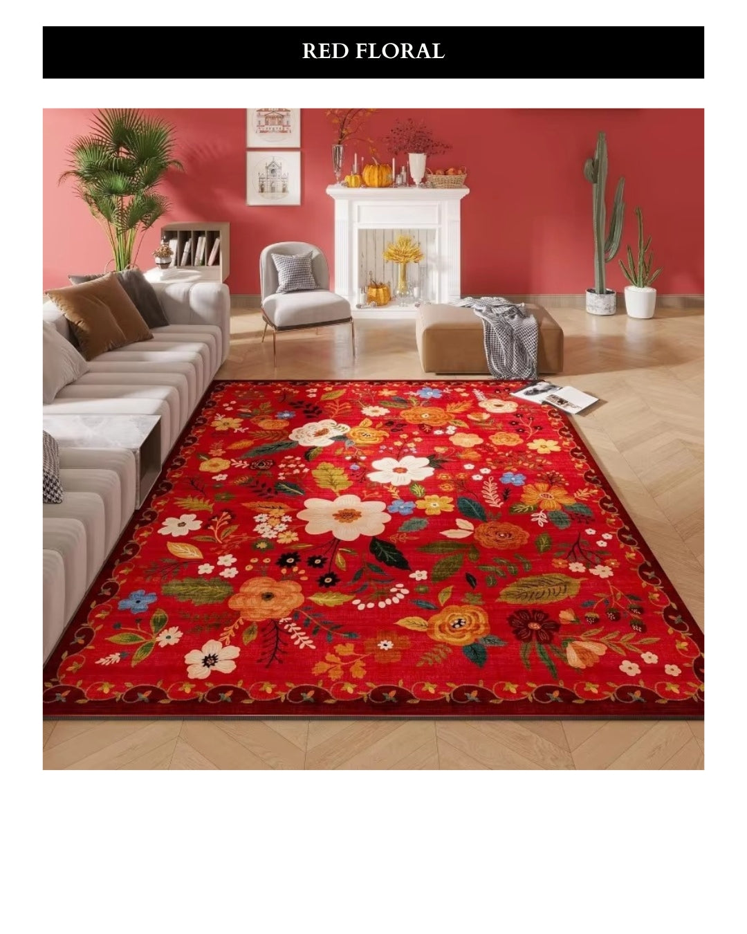 Floral Retro Living Room Carpet