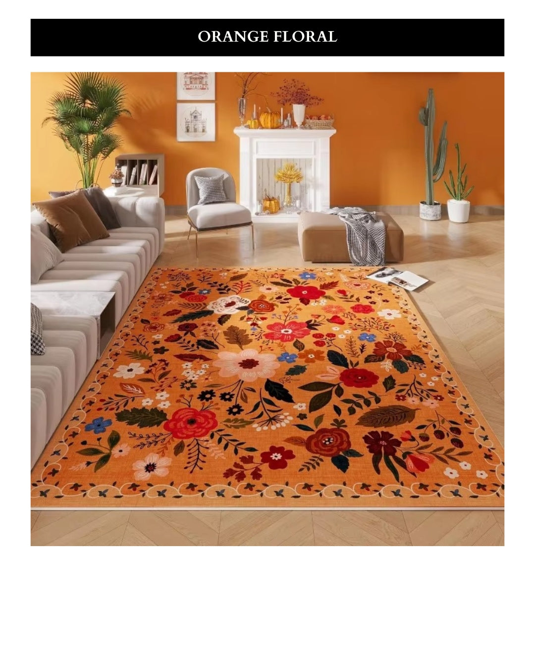 Floral Retro Living Room Carpet