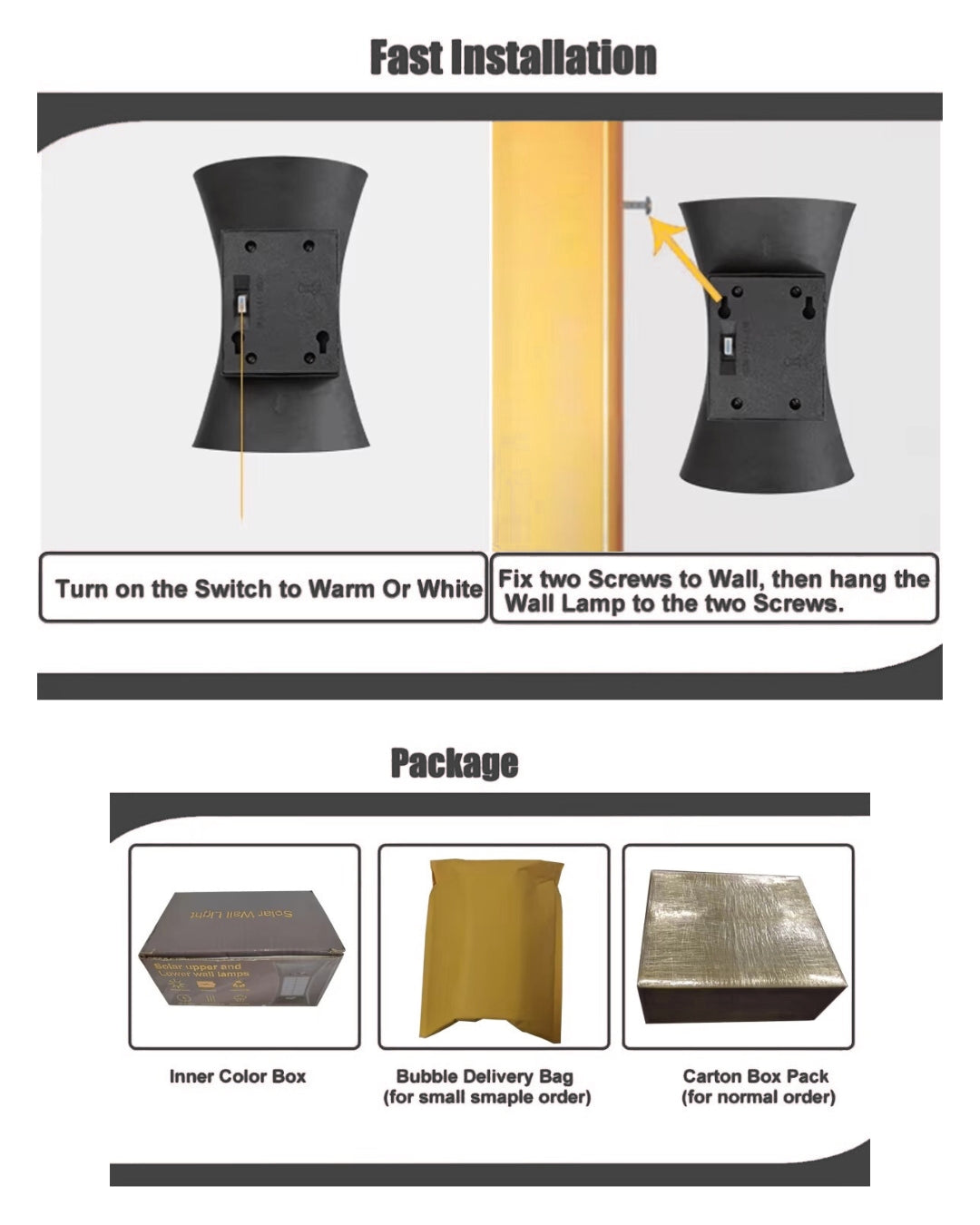 Up and Down Solar Powered External Wall Light