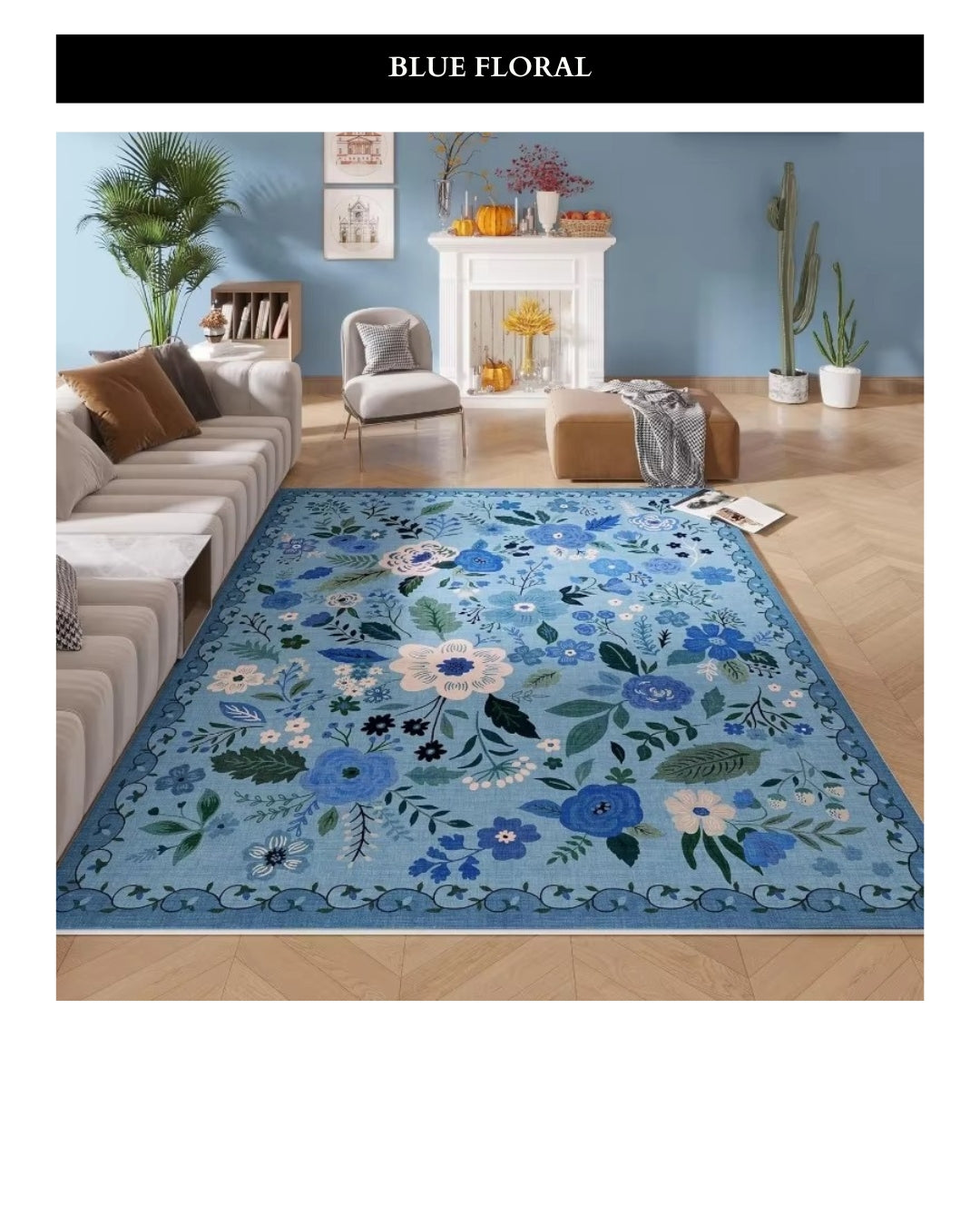 Floral Retro Living Room Carpet
