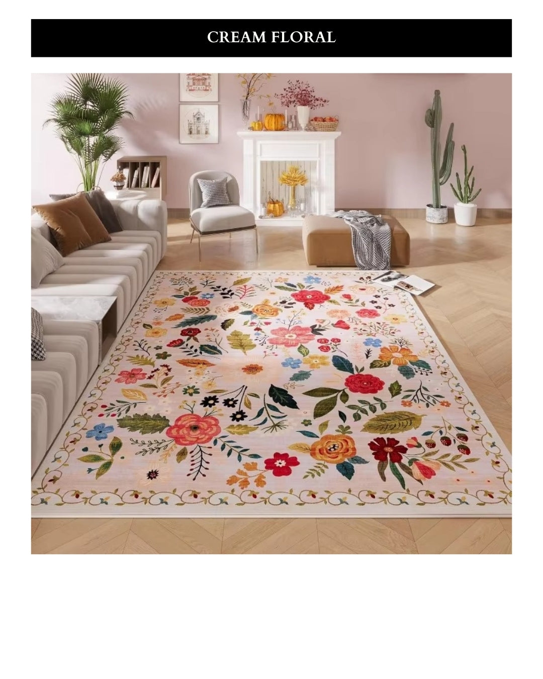 Floral Retro Living Room Carpet