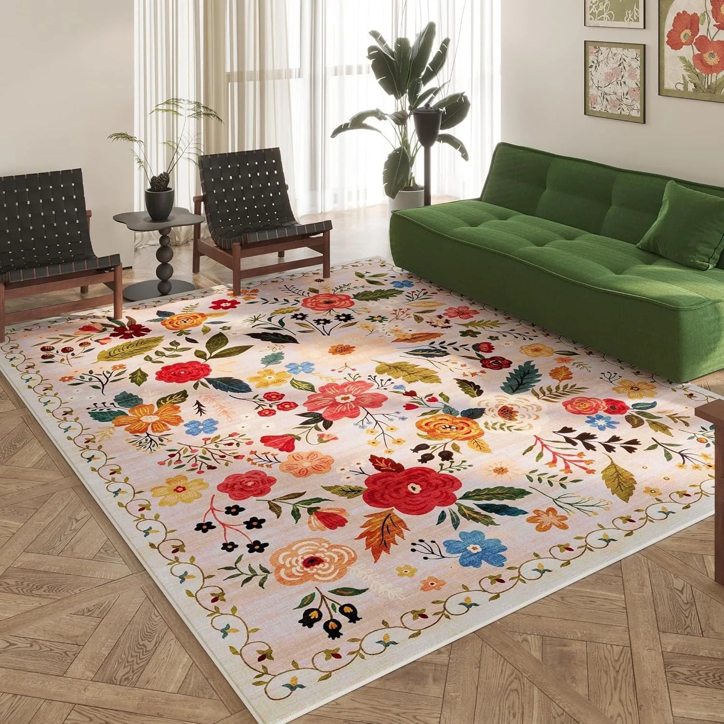 Floral Retro Living Room Carpet