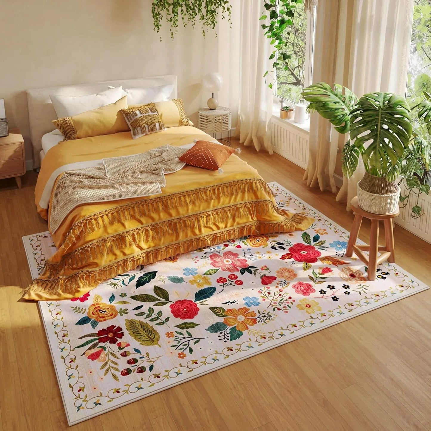Floral Retro Living Room Carpet