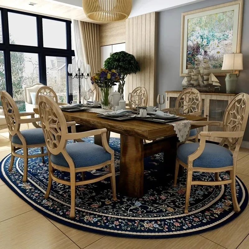 Oval Plush European Pastoral Floral Rug