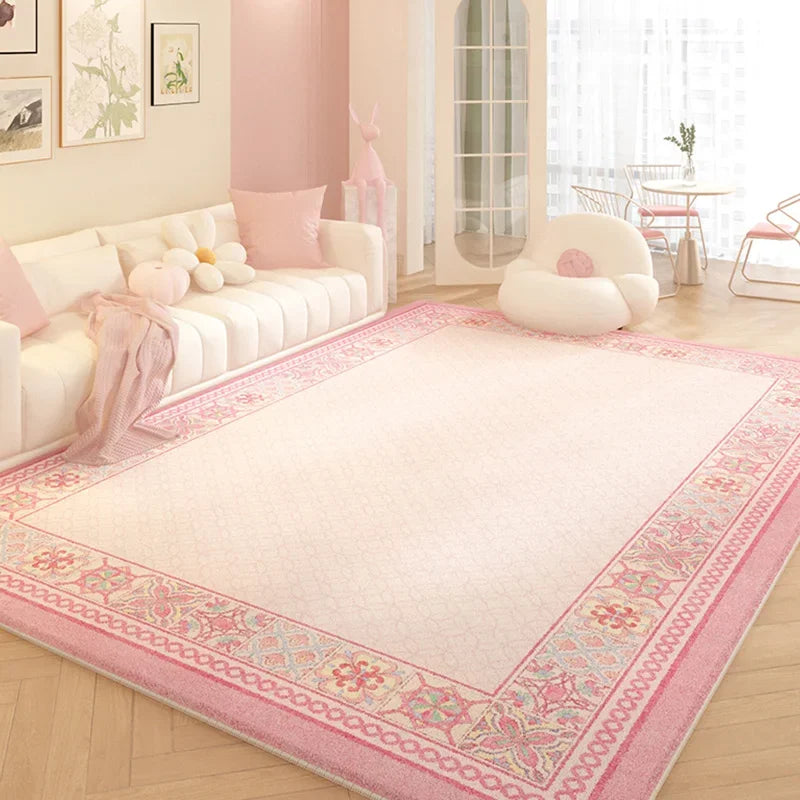 Pink Plush Luxury Rococo Floral Girl Pink Rugs
