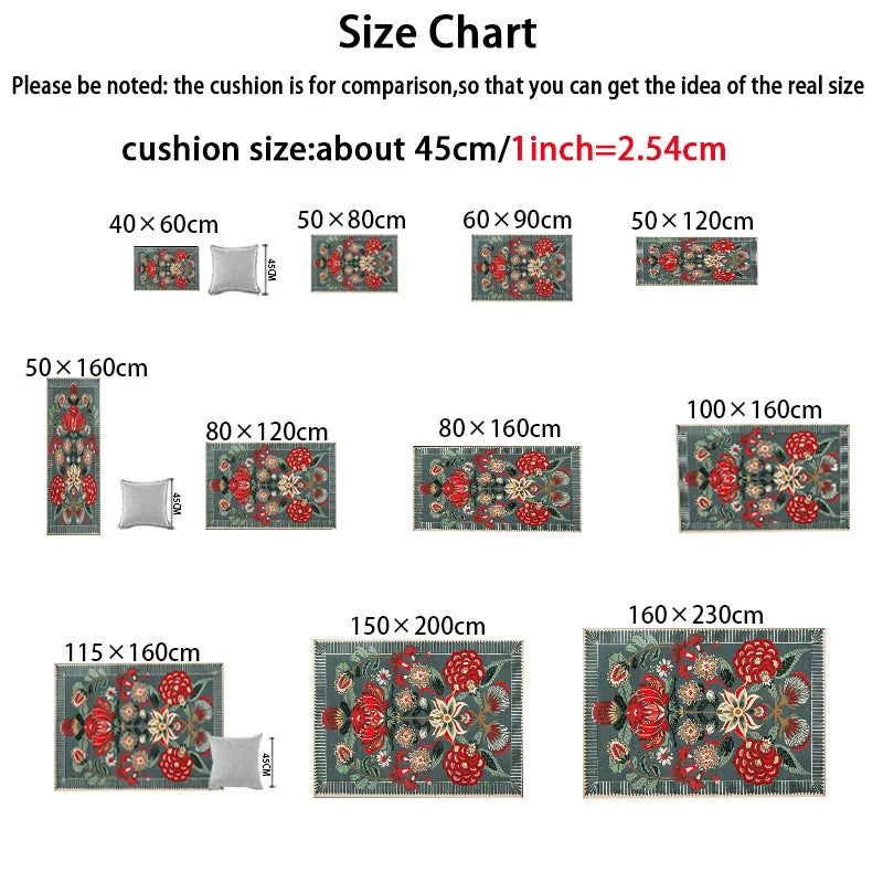 Oval Plush European Pastoral Floral Rug