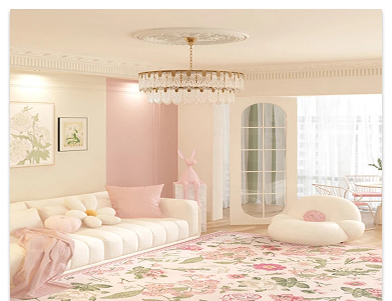 Pink Plush Luxury Rococo Floral Girl Pink Rugs