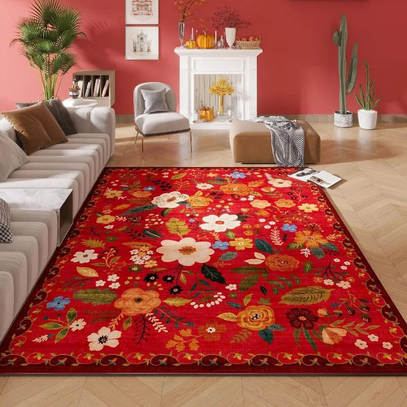 Floral Retro Living Room Carpet