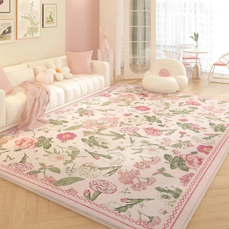 Pink Plush Luxury Rococo Floral Girl Pink Rugs