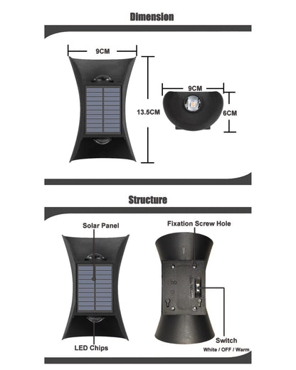 Up and Down Solar Powered External Wall Light