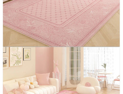 Pink Plush Luxury Rococo Floral Girl Pink Rugs