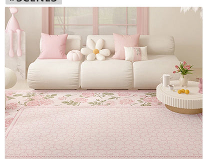 Pink Plush Luxury Rococo Floral Girl Pink Rugs