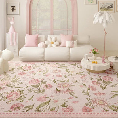 Pink Plush Luxury Rococo Floral Girl Pink Rugs