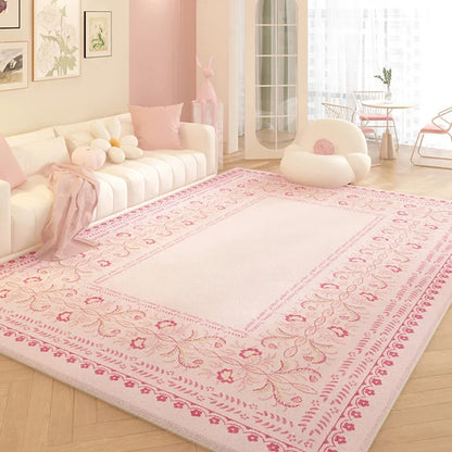 Pink Plush Luxury Rococo Floral Girl Pink Rugs